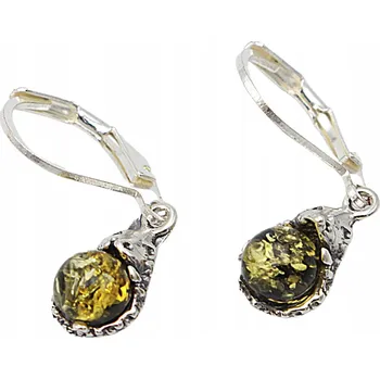 Náušnice JEŽCI NÁUŠNICE se stříbrem a jantarem JEŽCI s jantarem