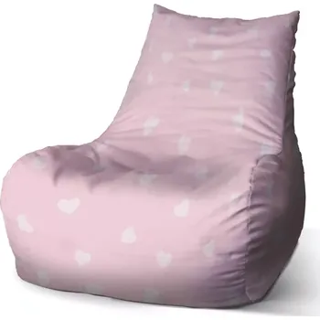 Sedací pytel Sablio Sedací vak Bean Růžová srdíčka: 100 x 90 x 45 cm