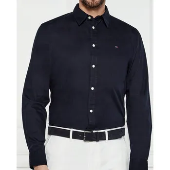 Pánská košile Pánská košile Tommy Hilfiger Černá Flex Poplin LOGO velikost M