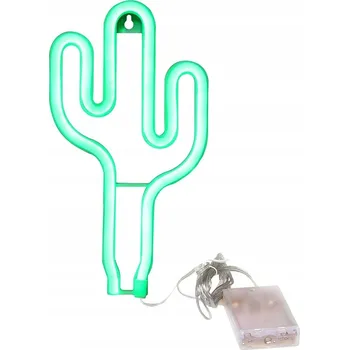 Dekorativní svítidlo NEONOVÁ NOČNÍ LAMPA ZÁVĚSNÁ LED ZELENÝ KAKTUS NA BATERIE AA DEKORACE ZD79