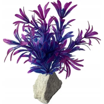 umělá květina ROSTLINA DO AKVÁRIA TERÁRIA UMĚLÁ DEKORACE FIALOVÁ výška 14 CM