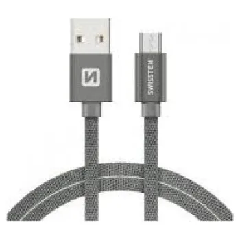 Telefonní příslušenství SWISSTEN TEXTILE datový kabel USB - micro USB 1.2m šedá 71522202