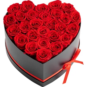 Vevor Box s 27 stabilizovanými růžemi ve tvaru srdce, červené, pro ženu