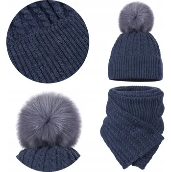 Čepice Komplet Majka: čepice a šála, univerzální velikost, modrá