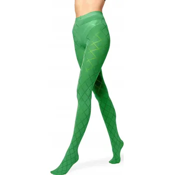 Dámské punčochy Punčocháče 60 DEN elastické punčocháče s kosočtvercovým vzorem MS-328 Zelená 2