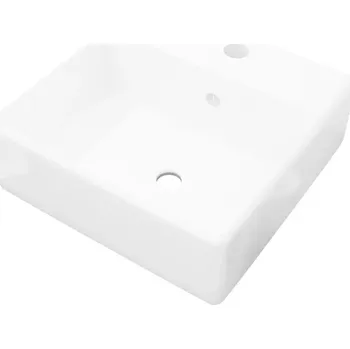 Umyvadlo Keramické umyvadlo obdélníkové bílé s vysokým leskem 410x410x150 mm