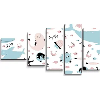 Obraz Sablio Obraz - 5-dílný Animovaný mořský svět - 100x60 cm