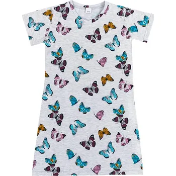 Dívčí noční košile Bellatex Noční košile krátký rukáv Motýlek Růžová,Modrá,Šedá, rozměr 100