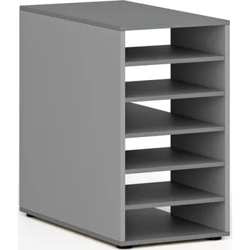 Policová skříň Přístavná policová skříňka k pracovnímu stolu PRIMO GRAY, pravá, šedá/grafit