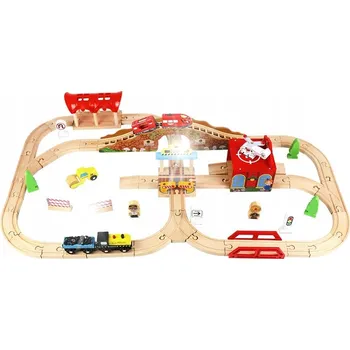 Vláček a vláčkodráha DŘEVĚNÁ VLÁČKODRÁHA HRAČKA S VLAKEM A KOLEJEMI VELKÁ MĚSTO CITY 58 dílů