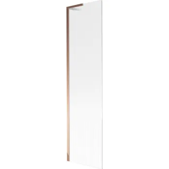 Vanová zástěna Mexen Next L, 1-křídlová vanová zástěna 50 x 150 cm, 6mm sklo s žebrovým vzorem, růžové zlato profil, 895-050-000-03-09-60