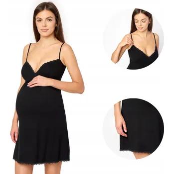 Spodnička pod ŠATY Těhotenská noční košile MS10-466 Černá XXL