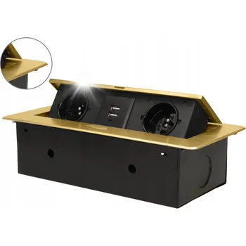 Elektrická zásuvka ORNO ZÁSUVKA ZAPUŠTĚNÁ DO DESKY 2X2P+Z, 2XUSB ZLATÁ