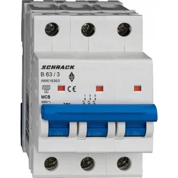 Jistič AM618363 -- Jistič AMPARO 6kA, charakteristika B, 63A, 3P SCHRACK