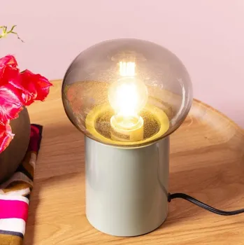 Lampička Brilliant 99002/74 Stolní lampa KNUT zelená & kouřové sklo