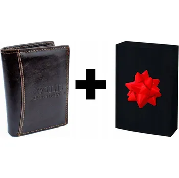 Peněženka HNĚDÁ Vertikální Pánská Peněženka Mladistvá KLASICKÁ Kožená peněženka Wild