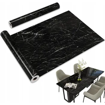 Tapeta TAPETA NA ZEĎ MRAMOR LOŽNICE NÁBYTEK ČERNÝ 10 M X 60 CM SAMOLEPICÍ