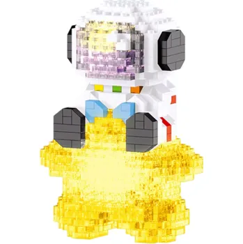 ostatní stavebnice Hvězdný astronaut 7.0 x 4.2 x 9.8 cm Mikro cihly 387 ks Svítící LED stavebnice Vesmírný model na hvězdě Kreativní vzdělávací sada pro astronomy