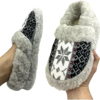 Dámská obuv Pago Vlněné Pantofle Teplé Papuče Bačkory Pánské Přírodní Vlna R43