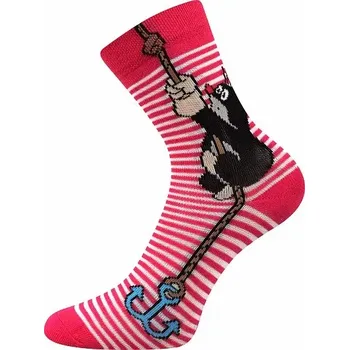 Dámské punčochy Dětské ponožky Krtek II - 20-24 / malinová/bílá
