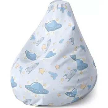 Sedací pytel Sablio Sedací vak Pear Létající talíře a rakety - 70 x 95 x 15 cm