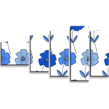 Obraz Sablio Obraz - 5-dílný Modré květiny - 100x60 cm