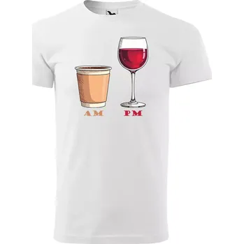 Sablio Tričko s potiskem AM vs. PM - bílé 4XL