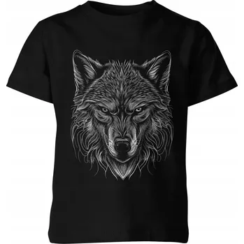 Chlapecké tričko VLK TRIČKO S VLKEM DĚTSKÉ S POTISKEM ČERNÉ PRO DĚTI CHLAPECKÉ