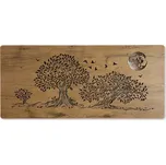 Li-Go "Tři duby a měsíc" světelný obraz s baterií 110x50cm, dub světlý