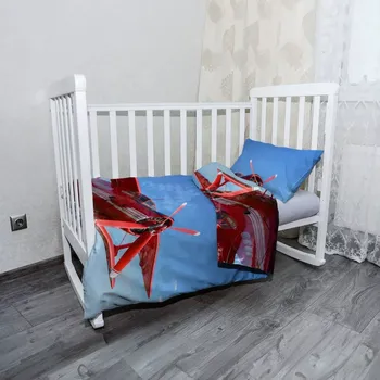 Povlečení Sablio Mikroplyšové dětské povlečení do postýlky Červené letadlo - 120x90 / 40x60