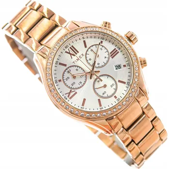 Hodinky DÁMSKÉ HODINKY TIMEX TW2V57900 MIAMI RŮŽOVÉ ZLATO S NÁRAMKEM