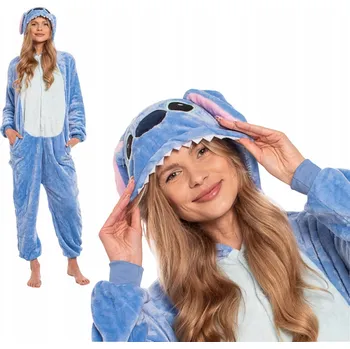 Dámské noční prádlo Dámské pyžamo kombinéza Kigurumi Onesie kostým Stitch modrý 165-175 L