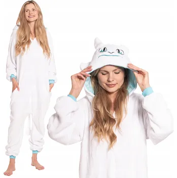 Dámské pyžamo Dámské pyžamo kombinéza Kigurumi Onesie Drak Bezzubka Bílý 165-175cm L