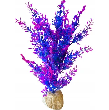 umělá květina FIALOVÁ ROSTLINA DO AKVÁRIA UMĚLÁ PŘIROZENÝ VZHLED VELKÁ ROSTLINA 35 cm