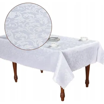 ubrus UBRUS BÍLÝ NA STŮL 110x160 cm DEKORATIVNÍ ŽAKÁROVÝ PRO SVÁTEČNÍ STOLOVÁNÍ DO JÍDELNY