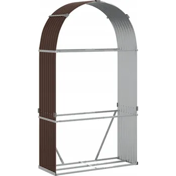 Stojan na palivové dřevo s háčky, ocel pozinkovaná, 120x45x210 cm, černý