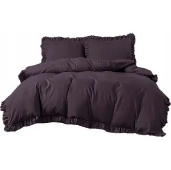 Povlečení Sada povlečení 160x200 + 2 povlaky na polštáře 70x80 mikrovlákno s volánkem, třešňová