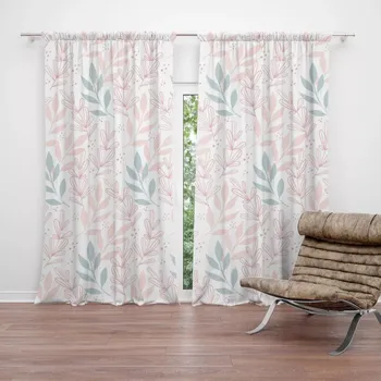 Závěs Sablio Závěs Růžové a modré lístky: 2ks 140x250cm