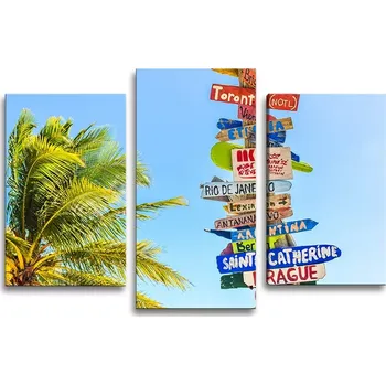 Obraz Sablio Obraz - 3-dílný Ukazatele měst - 75x50 cm