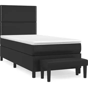 Postel VidaXL Kontinentální postel s matrací, černá, umělá kůže 90x200 cm