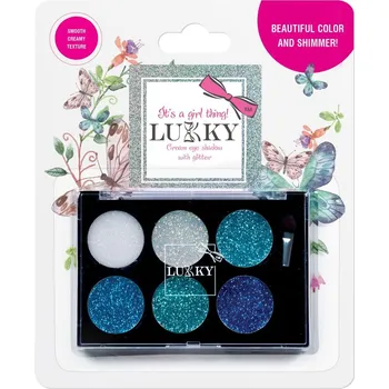 Oční stíny Lukky krémové oční stíny se třpytkami a štětcem, 6 barev (bí