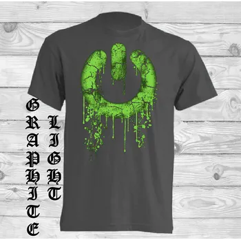 Pánské tričko levne-bavlnene-vtipne-tricko-potisk-znak-vypinac Barva: Light graphite - světle grafitová, velikost: L