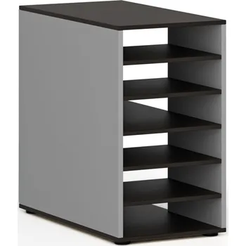 Policová skříň Přístavná policová skříňka k pracovnímu stolu PRIMO GRAY, pravá, šedá/wenge