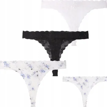 Kalhotky ELEGANTNÍ DÁMSKÉ KRAJKOVÉ TANGA JEMNÉ A DELIKÁTNÍ MORAJ 3-PACK S