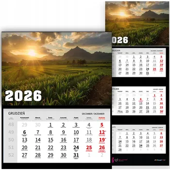 Obraz TRÍDÍLNÝ KALENDÁŘ 2026 NA ZEĎ | DÁREK STYL PRO KANCELÁŘ DEKORATIVNÍ MÓDNÍ