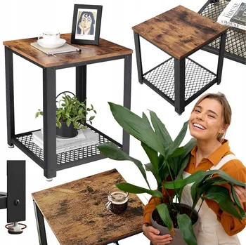 Konferenční stolek Stolek Oskar 45 x 45 x 55 cm dub rustikální, odstíny hnědé