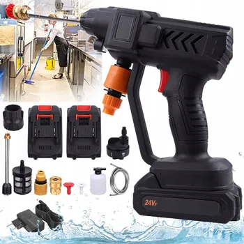 Vysokotlaký čistič BEZDRÁTOVÁ TLAKOVÁ MYČKA 100 BAR 500W 21V + 2 AKU PRO AUTO A ZAHRADU