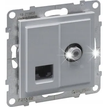 Elektrická zásuvka LEGRAND Suno Hliníková Anténní zásuvka TV + Počítačová RJ45 UTP 6 721362