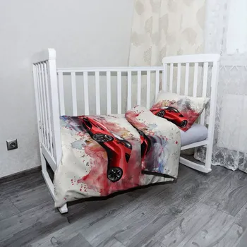 Povlečení Sablio Mikroplyšové dětské povlečení do postýlky Ferrari Paint - 120x90 / 40x60