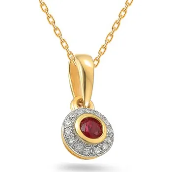 Přívěsek Zlatý briliantový přívěsek s rubínem 0,080 ct IZBR700YRP + dárkové balení LUXUS zdarma